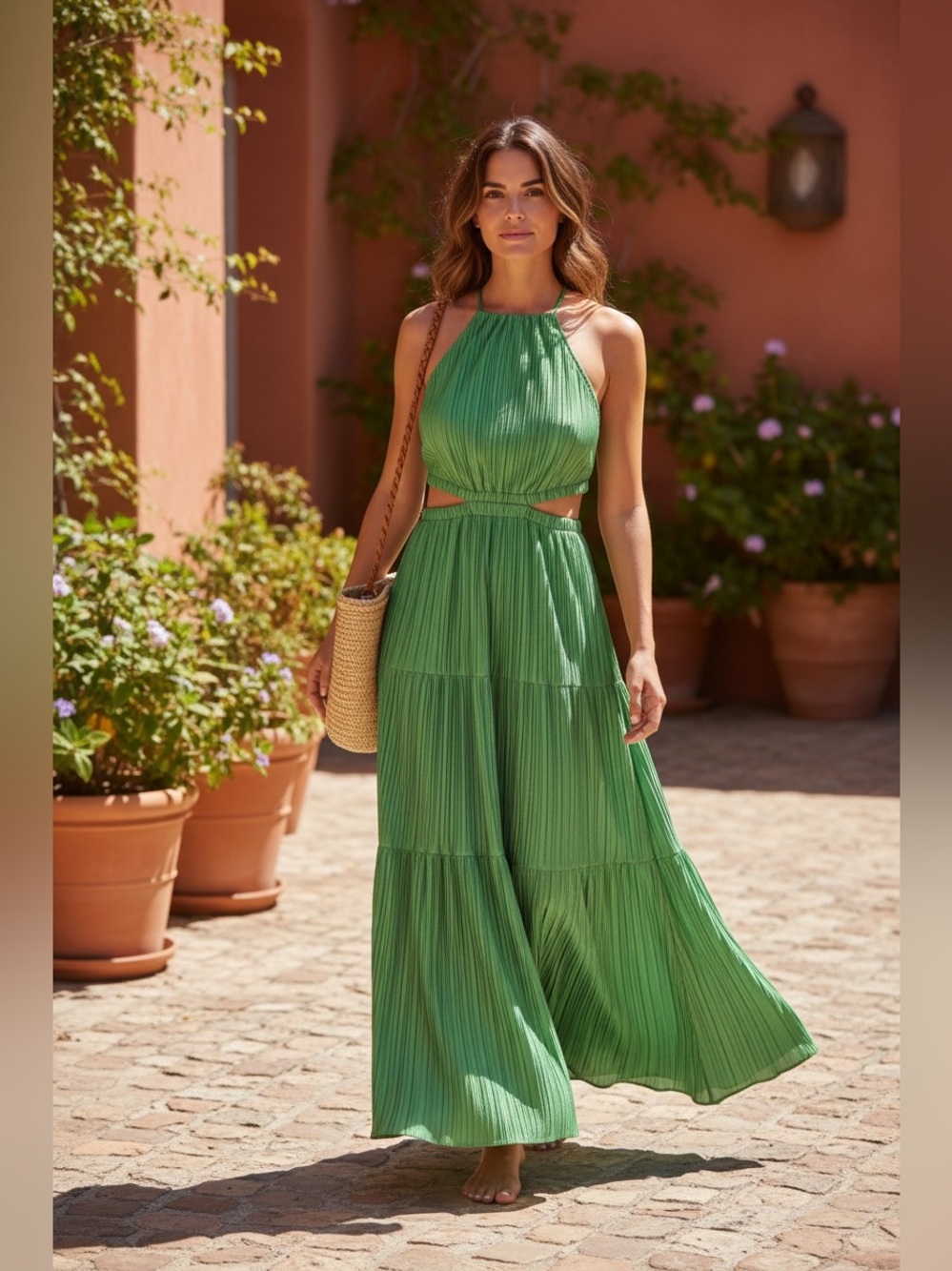 Scoop Green Halter Cutout Maxi Dress - Elegant Summer Style